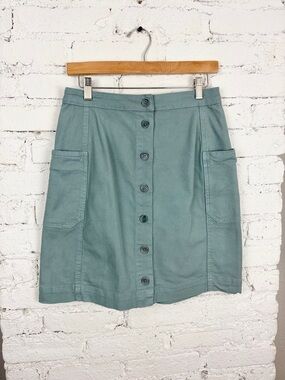 Howies Organic Cotton Button Down Front A-Line Skirt Blue Canvas Small